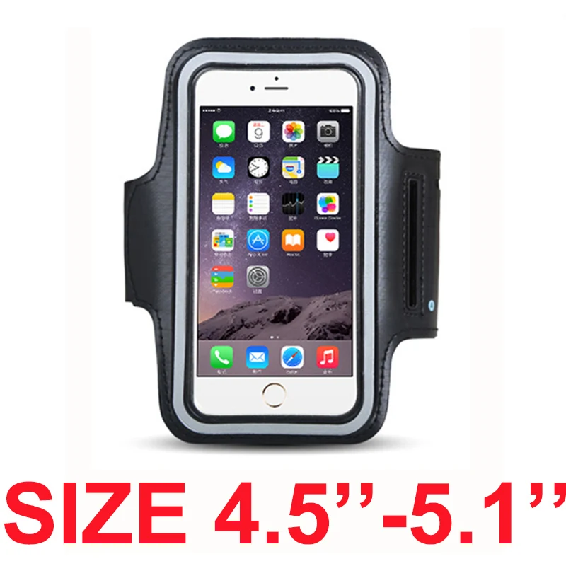 Size 4.5--5.1(black) Нарукавная повязка для размера 4,5 ''4,7'' 5,5 ''6'' 6,3 ''дюймов, спортивный держатель для мобильного телефона, чехол для iphone, huawei, samsung, Xiaomi, телефон на руку - Цвет: Size 4.5--5.1(black)