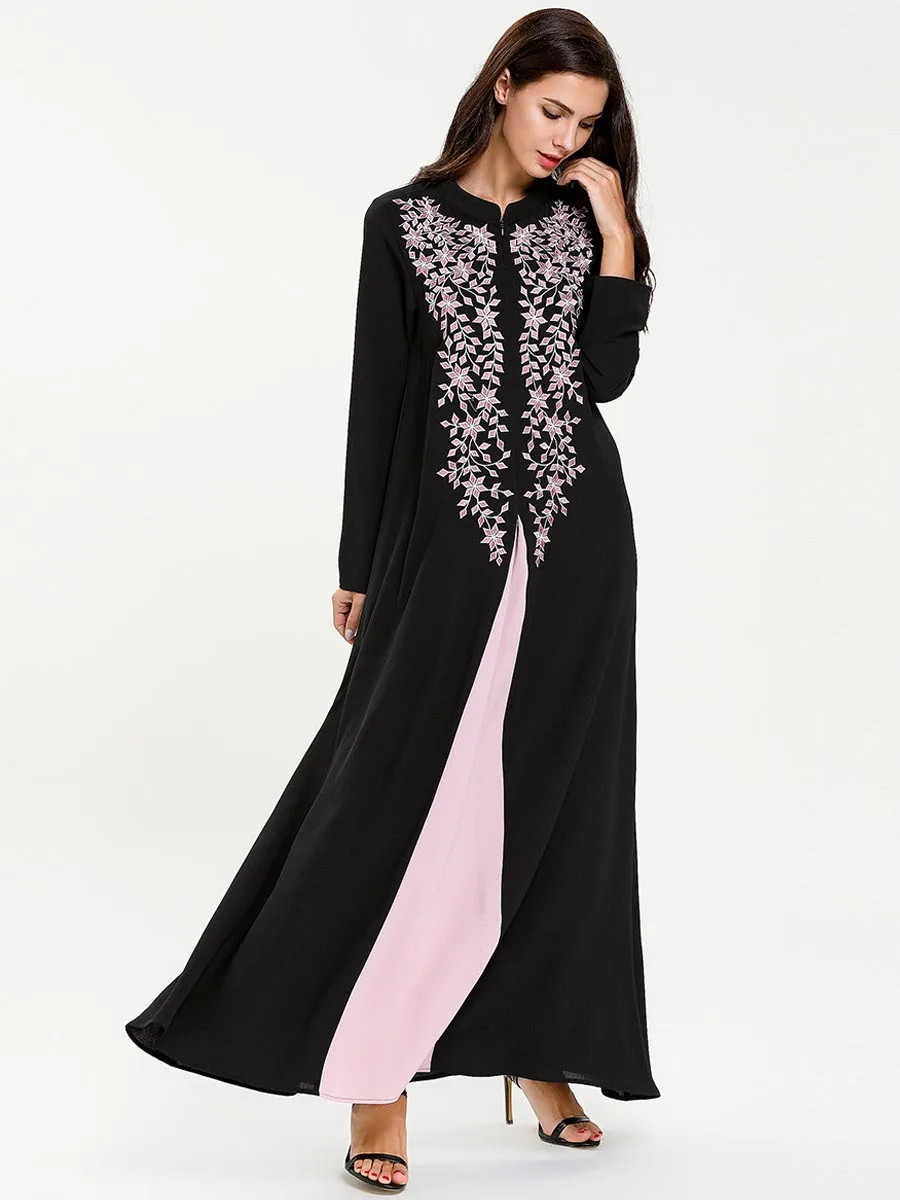 Большой размер женские мусульманские платья Рамадан черный Абаи кимоно Дубай
