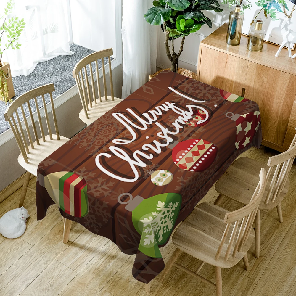 Скатерть на новый год 3d скатерть зеленая Рождественская елка и красочные шарики