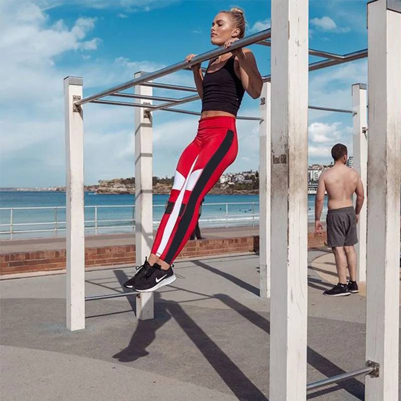 Sport Trousers Pants Women Elastic Printed Gym Leggings Running Tights Sports Clothes Fitness | Спорт и развлечения