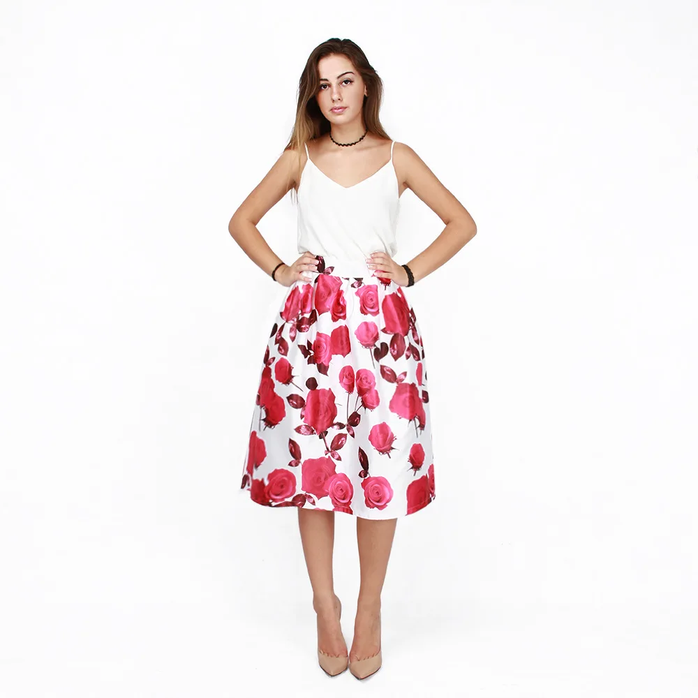 Holmai новый элегантный Для женщин Повседневное с цветочным принтом трапециевидной