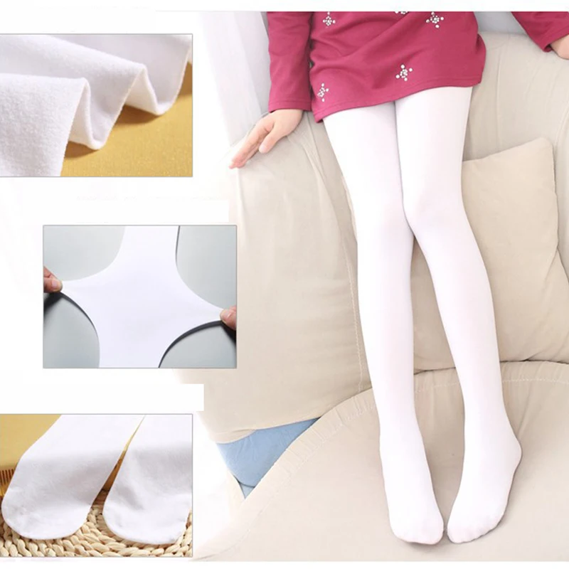 Детские колготки для девочек 2 пары теплые осенне зимние белого и черного цвета