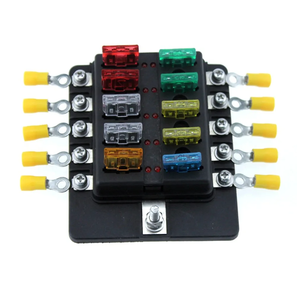 10 Way 12V 24V держатель коробки предохранителя с светодиодным сигнальным светом