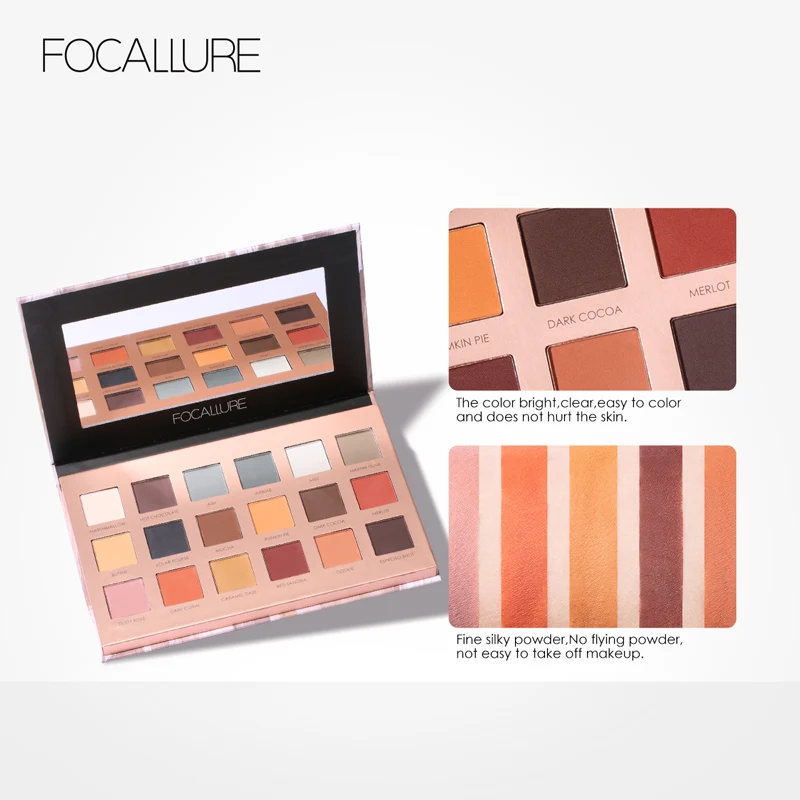 FOCALLURE, 18 цветов, палитра теней для век, матовые оттенки, палитра для макияжа, натуральный макияж, палитра теней для век