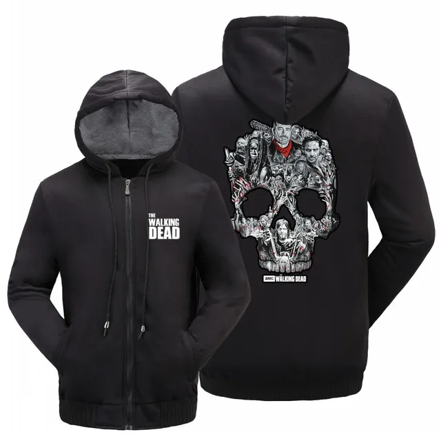Dropshipping The Walking Dead Negan LUCILLE Rick Grimes Thickening Cotton-Padded Jacket Daryl Dixon Winter Warm Flannel Hoodie | Мужская