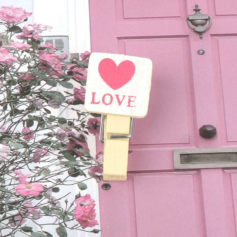 1 компл. Мини многоцветный деревянный колышек зажимы любовь сердце форма фото