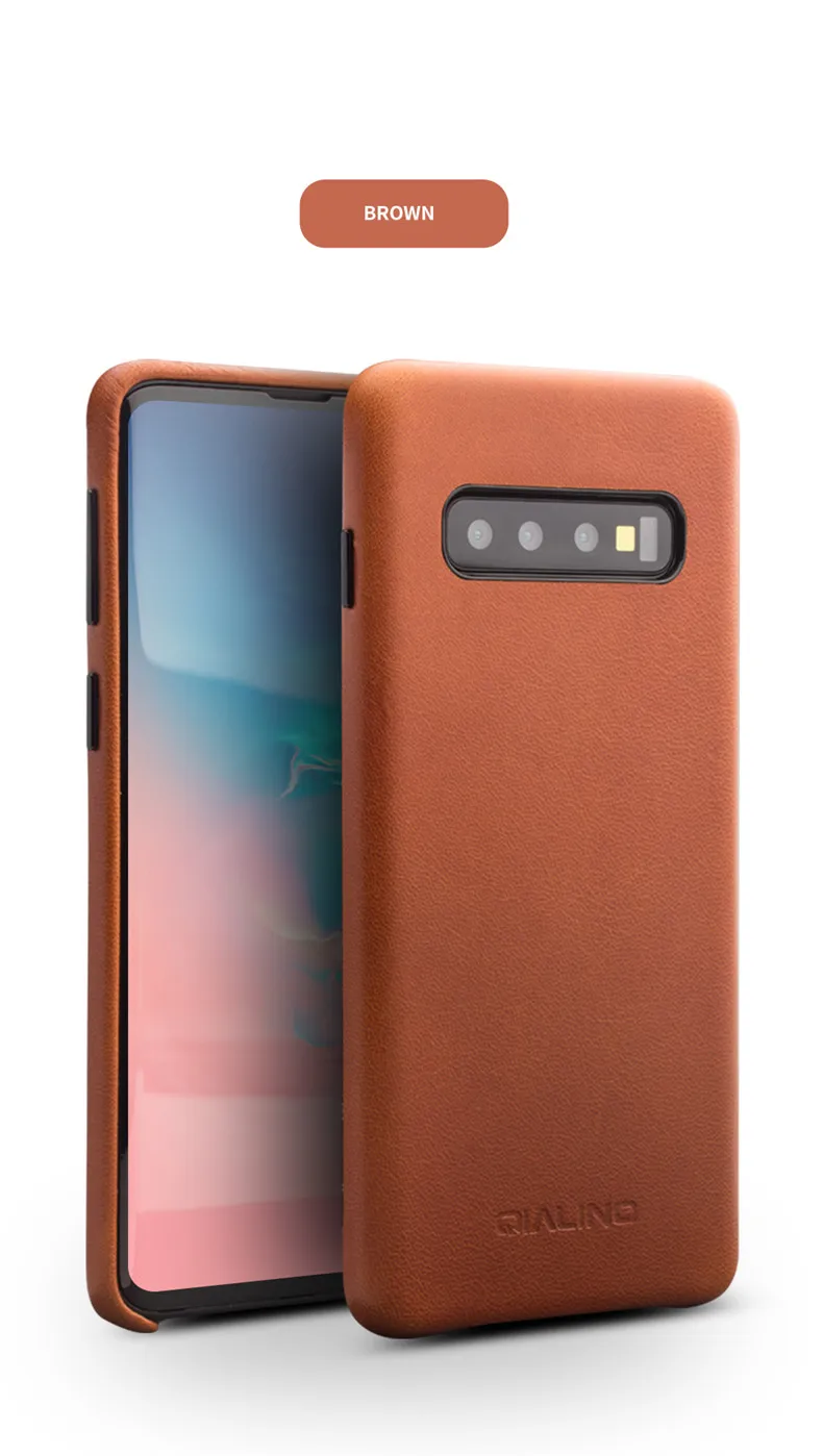 Чехол ручной работы из натуральной кожи для samsung Galaxy S10 Plus, Роскошный ультра тонкий чехол для samsung S10Plus, противоударный чехол - Цвет: Кофе