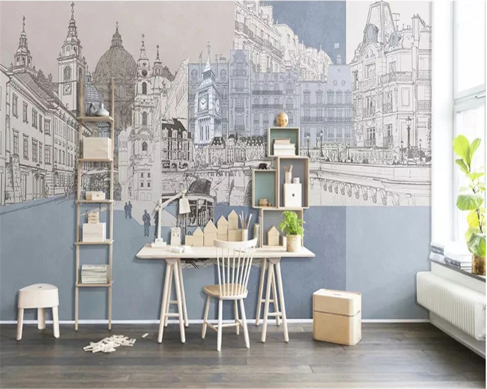 Обои beibehang современная мода классические обои простой ручная роспись городская