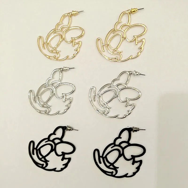 

2017 New Fashion Cute Childlike Alloy Mickey /Donald/Minnie Statement Hoop Earrings For Women Cartoon Earrings Girls Bijoux