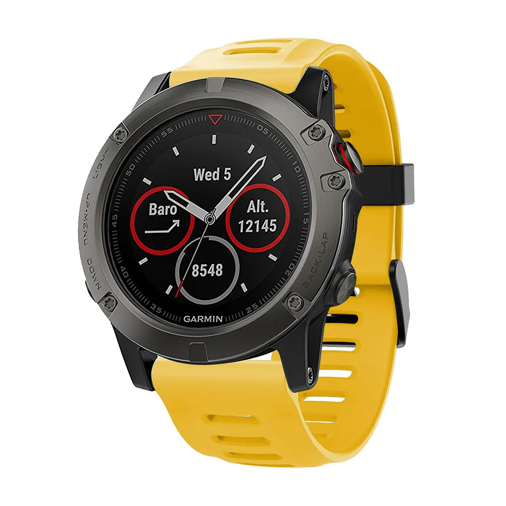 Для Garmin Fenix 5X5 5S Plus 3 3 HR 26 22 20 мм ремешок для часов быстросъемный силиконовый легкий ремешок - Цвет: Цвет: желтый
