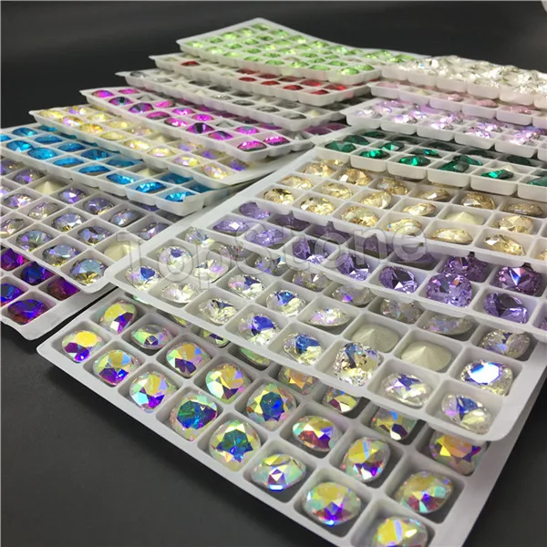 mix normal colors TopStone 8 10 12 мм K9 кристалл классический квадратный необычный камень смешанные цвета жир Квадратные Свободные Стразы для изготовления ювелирных изделий своими руками - Цвет: mix normal colors