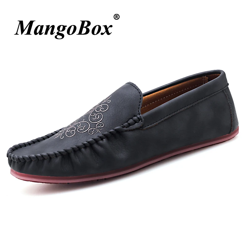 Driving Shoes for Male Black Brown Man Casual Spring Autumn Slip-on PU Leather Anti-slip Loafers Flat | Обувь