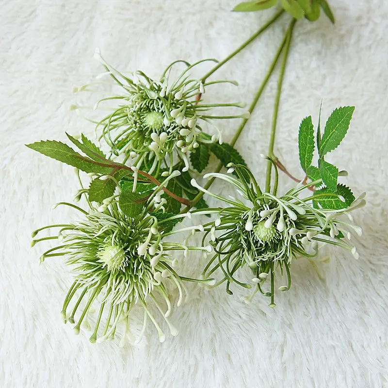 3 головки/ветка Leucospermum искусственные цветы для свадебного украшения Флорес Искусственные пластиковые искусственные цветы