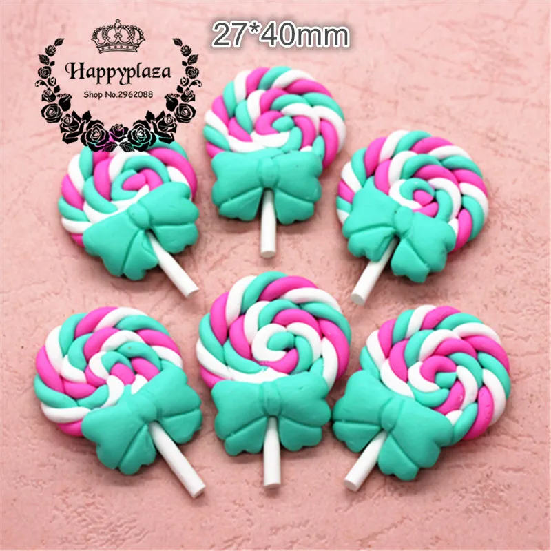 10 шт. кавайная глина ярко розовый + белый зеленый завиток ручной работы