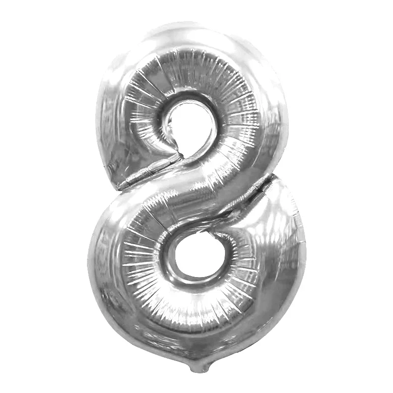 Silver 8 Воздушные шары для дня рождения 40 дюймов розовое золото Количество воздушных шариков воздушные шарики цифры шары для дня рождения воздушный шар из фольги украшения для взрослых детей - Цвет: Silver 8