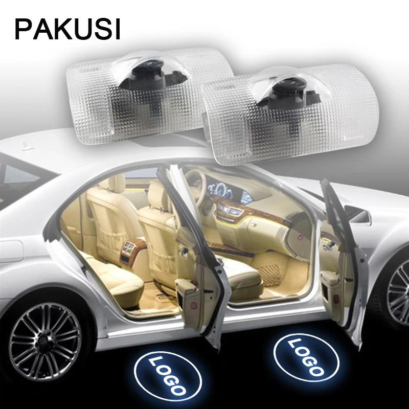 PAKUSI 2X пригласительные огни в дверь автомобиля, светильник для Lexus RX GS 300 400 430 350 450 HS-v-образной КРЕПЕЖНОЙ ПЛАСТИНОЙ LS LX 570 ES SC проектор логотипа Светодиодная лампа освещения подножки 12V