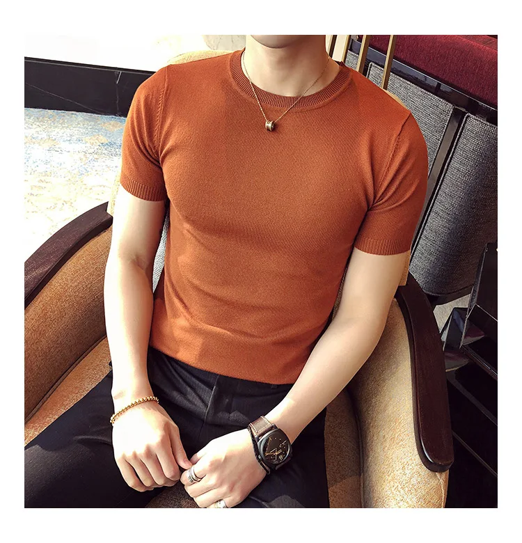 Новинка мужские футболки из мерсеризованного хлопка роскошные вязаные с