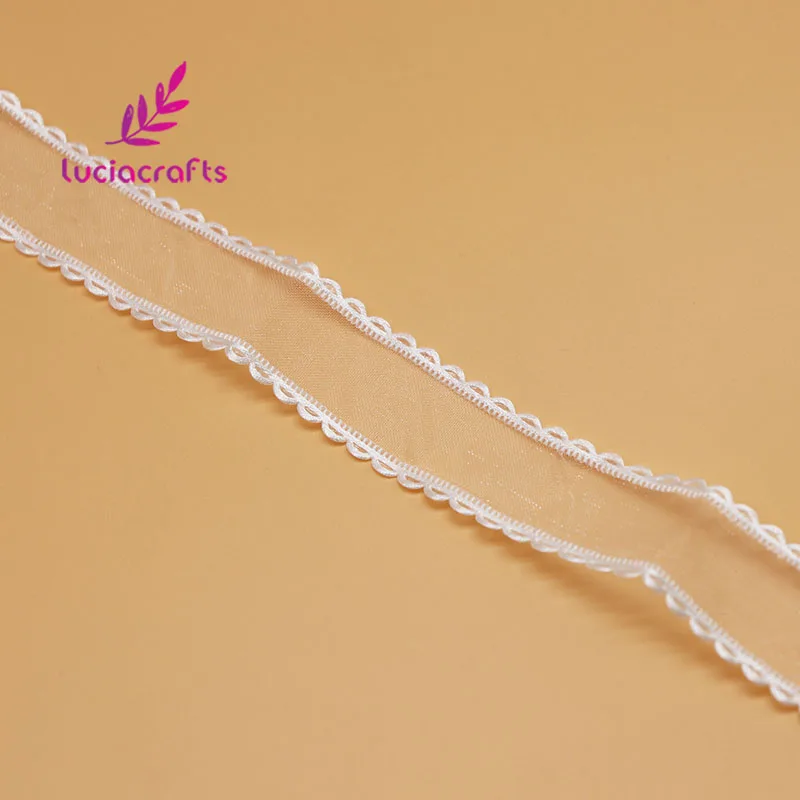 White Lucia crafts 25 мм органза кружевная Лента Сделай сам для упаковки волос бант отделка шитье лента украшение Материал 5 ярдов/партия P0401 - Цвет: White