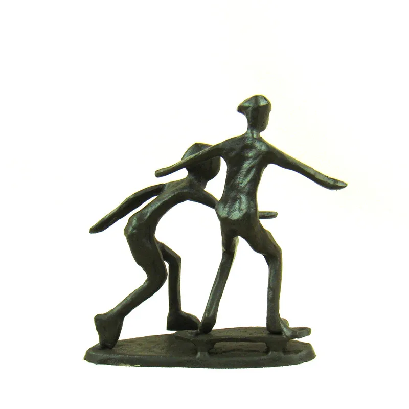Креативная чугунная миниатюрная металлическая фигурка скейтбордиста ручной