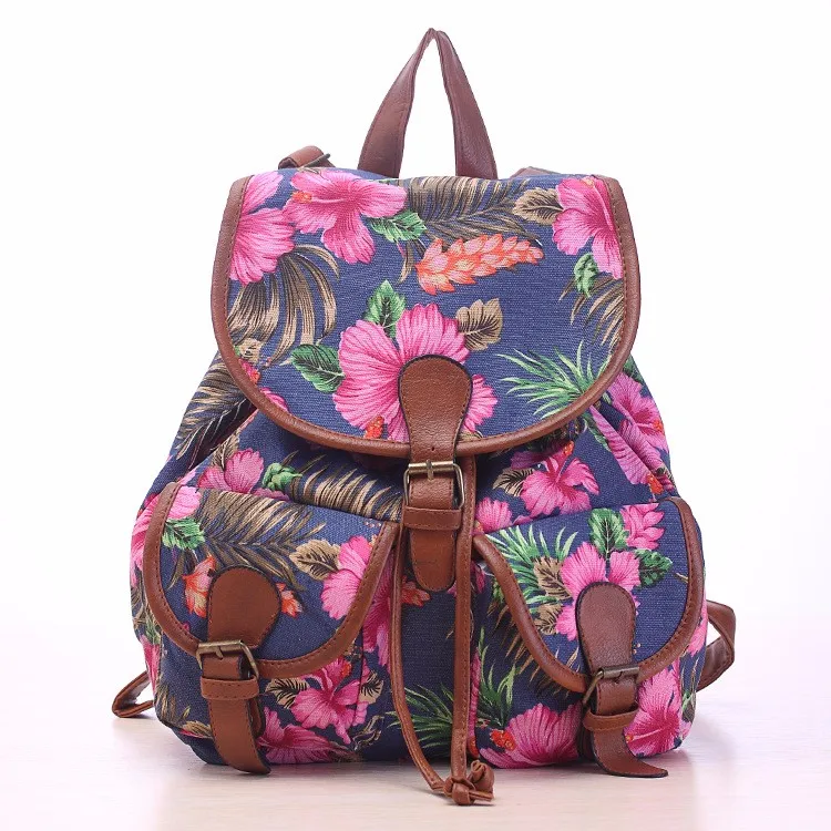 Холщовая Сумка из искусственной кожи Mochila, модный рюкзак, школьные сумки для девочек, Женский школьный рюкзак с цветочным принтом