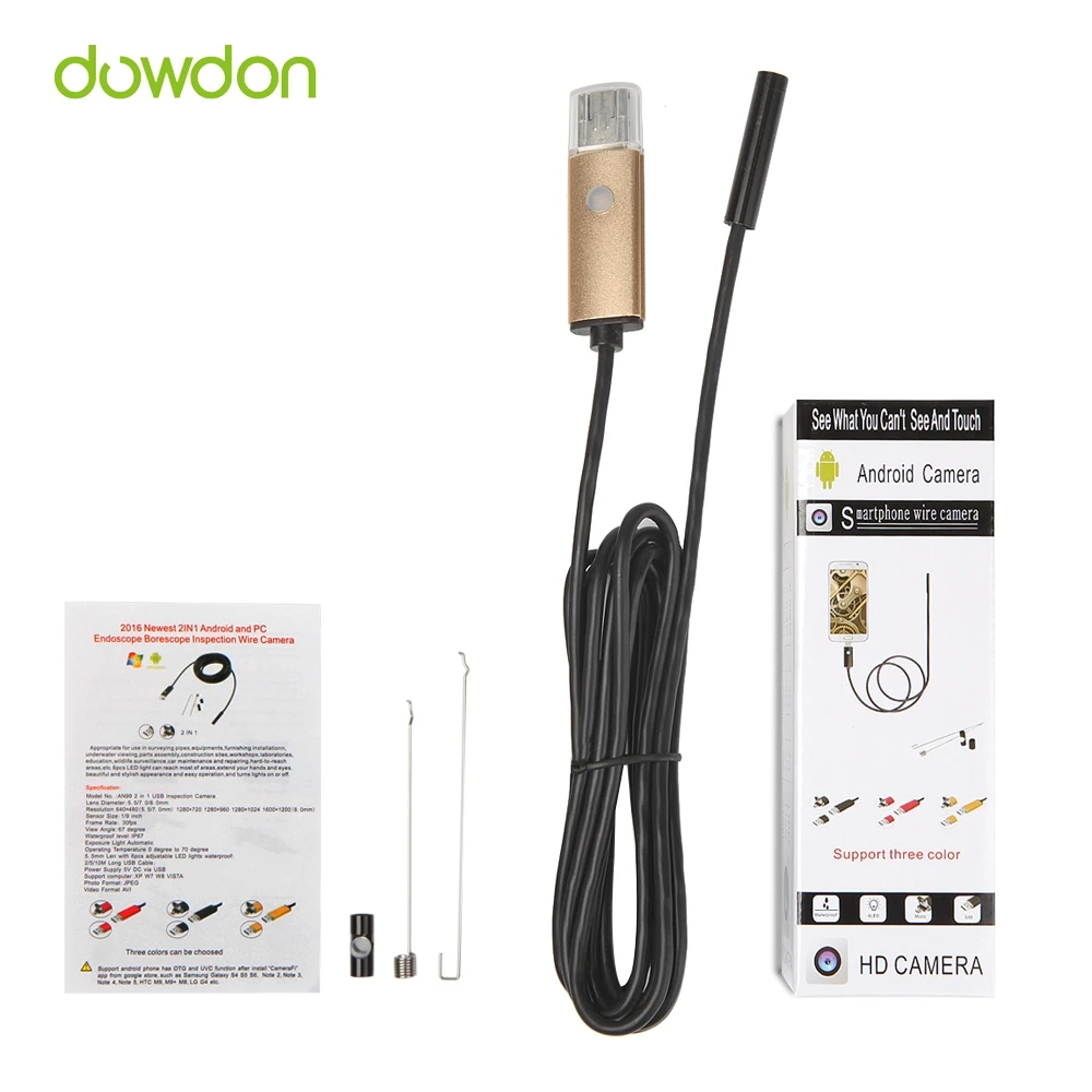 10 шт./лот 2 м 7 мм объектив в 1 Android компьютер планшет универсальный эндоскоп