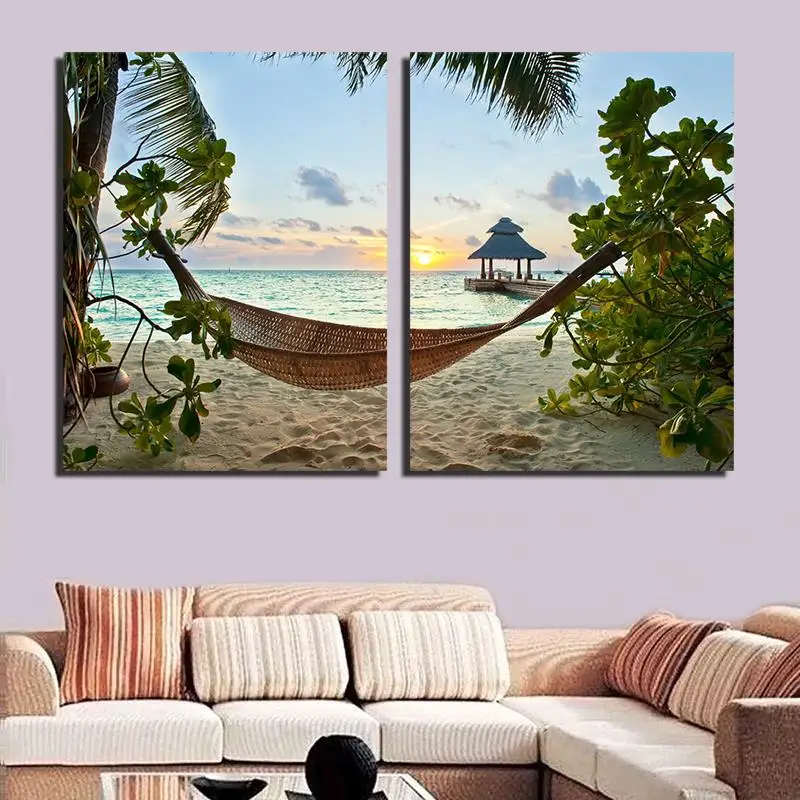 2 шт. без рамки горячая Распродажа песчаный пляж море холст живопись реалистичный