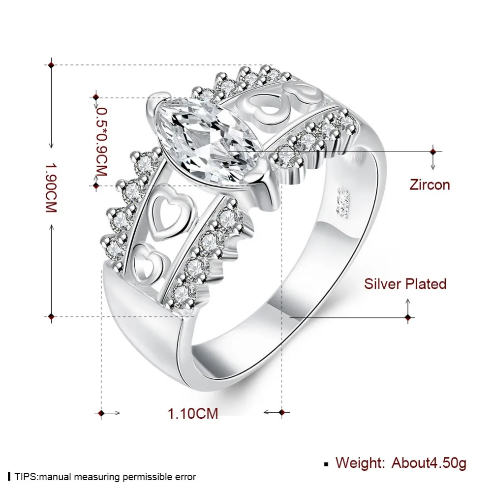 Посеребренная Ювелирных Изделий Кольца Тонкой Моды Серебряный Циркон Для женщин