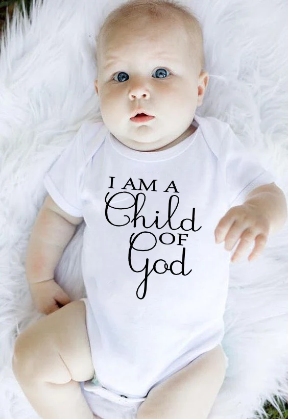 Комбинезон с короткими рукавами и надписью I am a child of god для новорожденных девочек