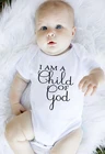 Комбинезон с короткими рукавами и надписью I am a child of god для новорожденных девочек и мальчиков