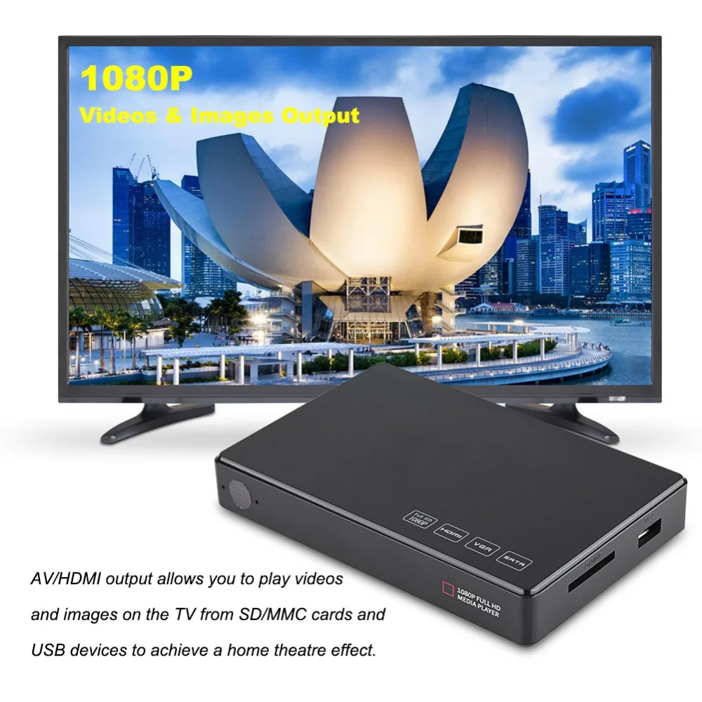 2,5 дюймов Full HD SATA HDD плеер медиаплеер центр 32 Гб SD/MMC карты стерео звук 1080P видео HDMI медиаплеер
