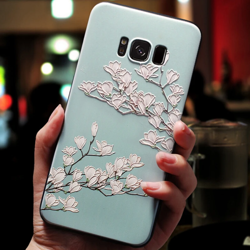 3D рельефный чехол с цветами для samsung Galaxy A50 A51 A71 A40 A70 A7 A5 A9 2018 2017 S11 S10 S8 S9 S6 S7 Edge Plus S11e