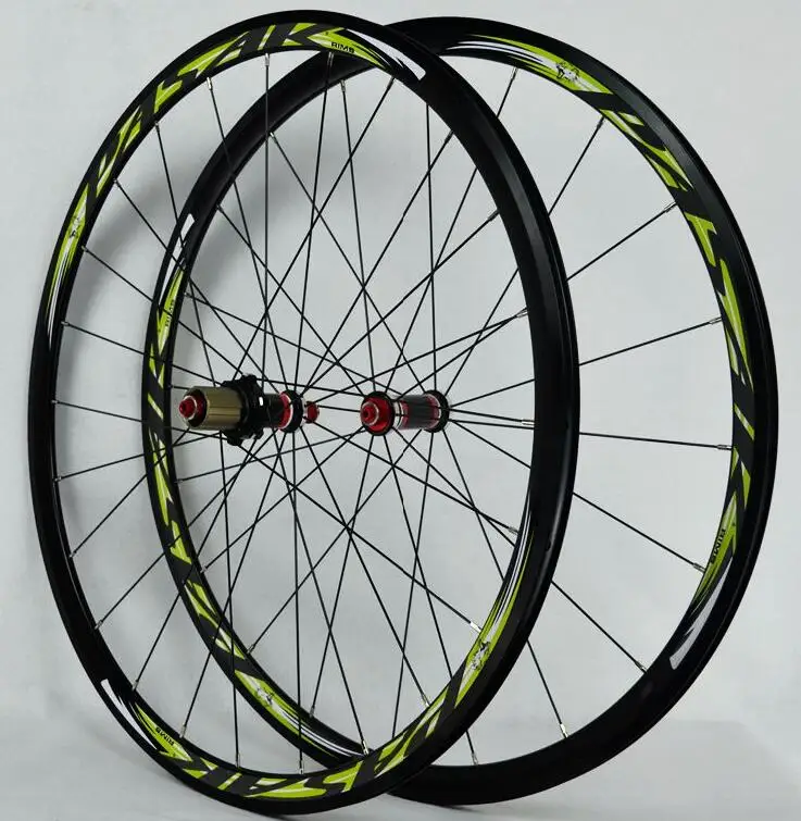 black hub green Дорожный велосипед 700C Велосипедное углеродное волокно/C тормозные диски прямо тянуть 30 мм обод колесная 1680g - Цвет: black hub green
