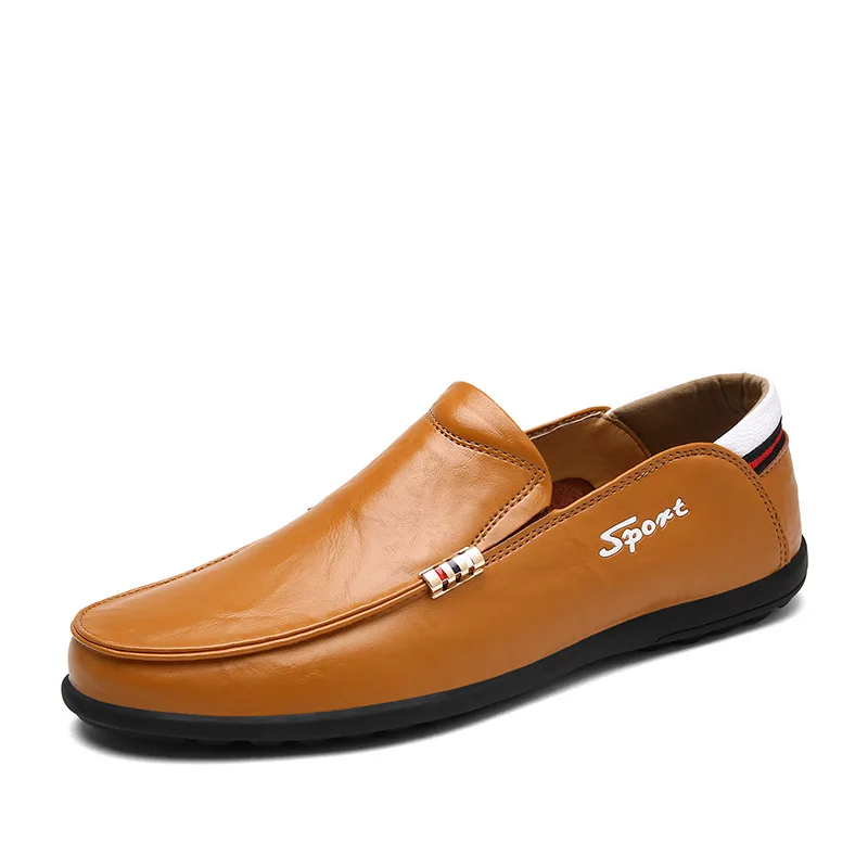 Туфли мужские кожаные на плоской подошве без застежки | Обувь