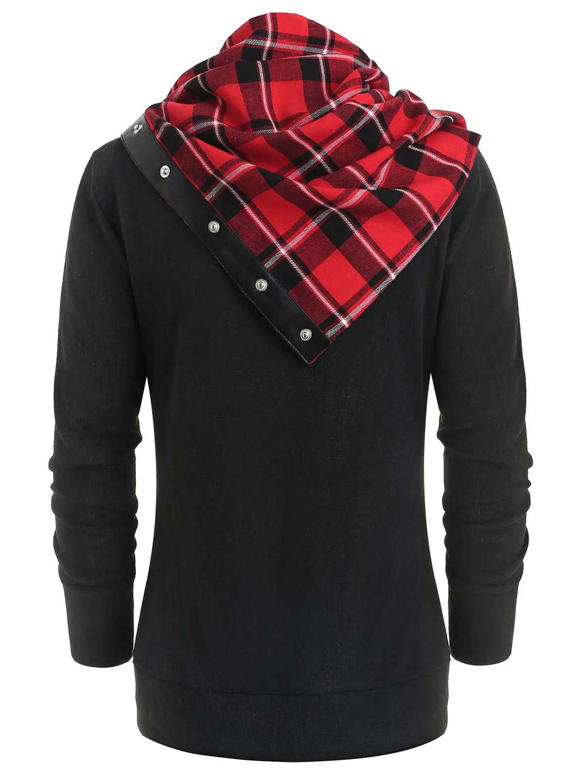 Женская толстовка в клетку с воротником хомутом и длинным рукавом|Женские