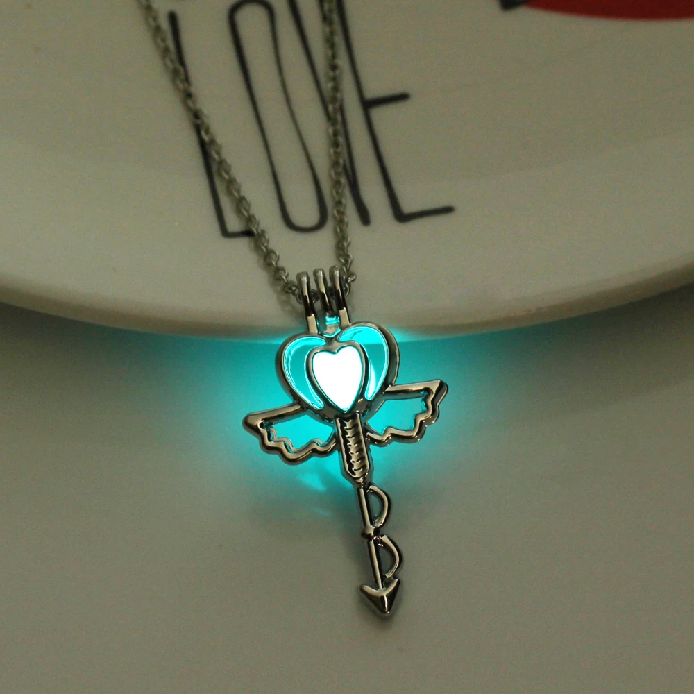 2019 New Luminous Stone Love Heart Necklace Women Fashion Glow in the Dark Pendant Necklaces Trendy Pendants Jewelry | Украшения и