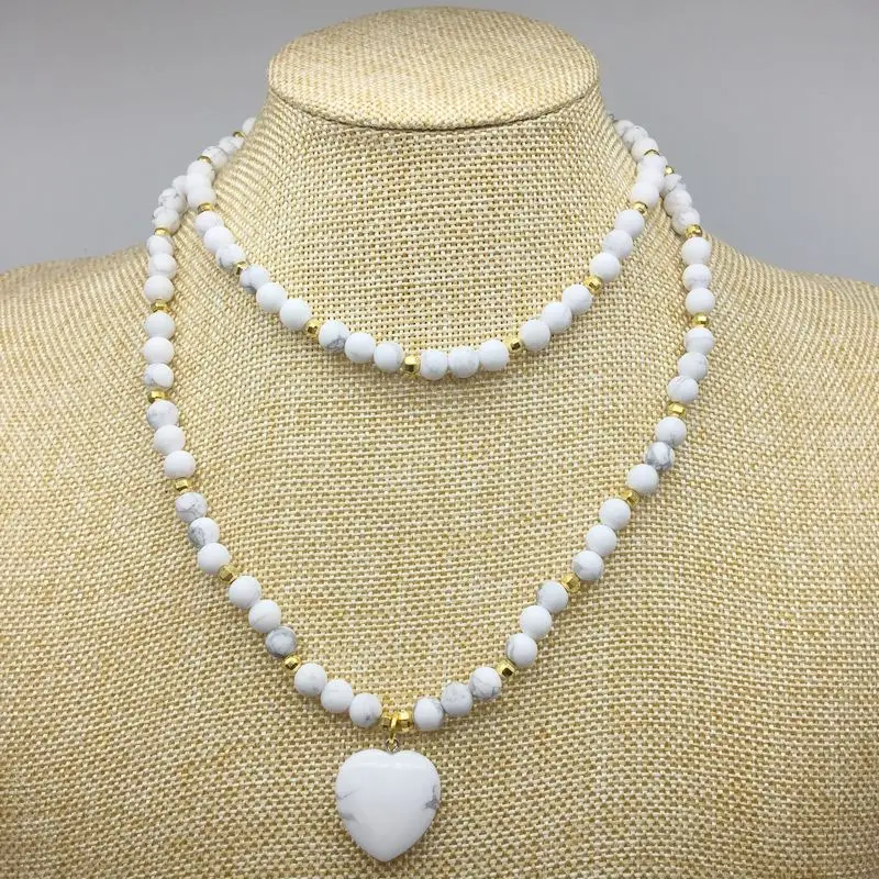 Женский браслет модное матовое и белое колье Howlite красивые браслеты с камнем Mala