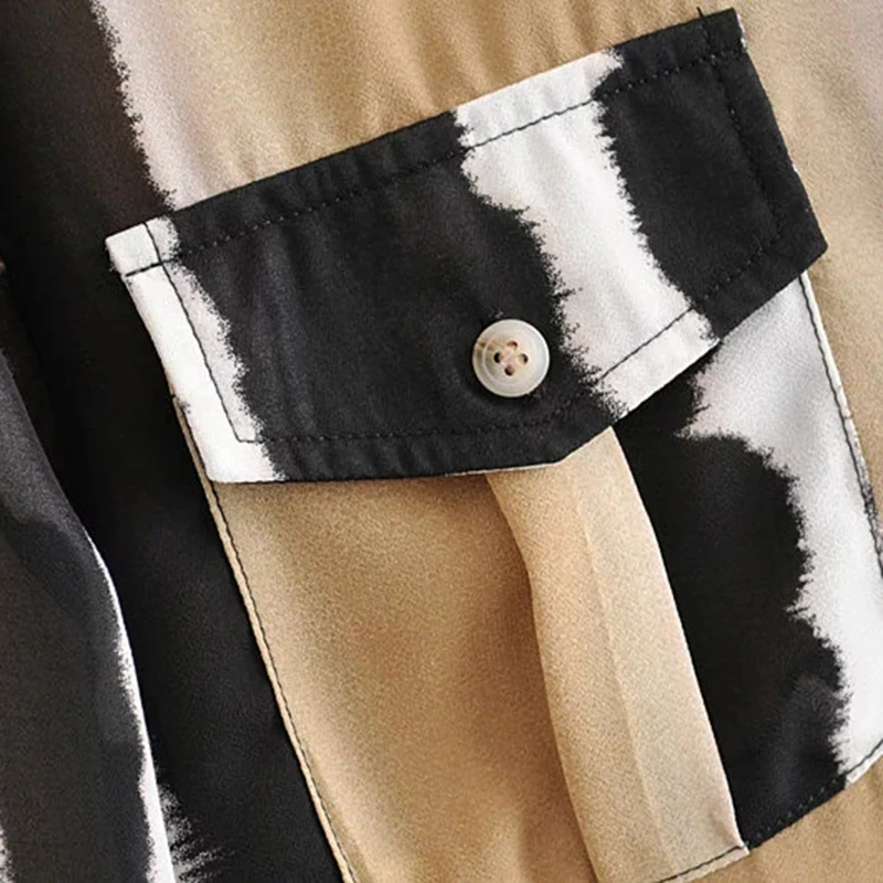 Для женщин мода сращивания Цвет в европейском стиле с принтом Стиль блузка 2019