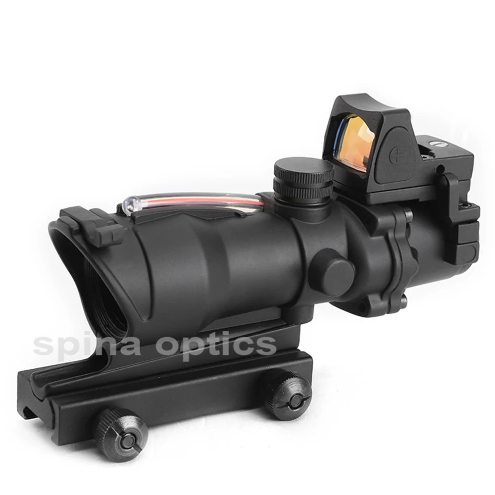 Охотничий Прицел ACOG 4X32 из настоящего волокна, красный, зеленый, с подсветкой, прицел с RMR Red Dot для винтовки. 223. 308 калибра