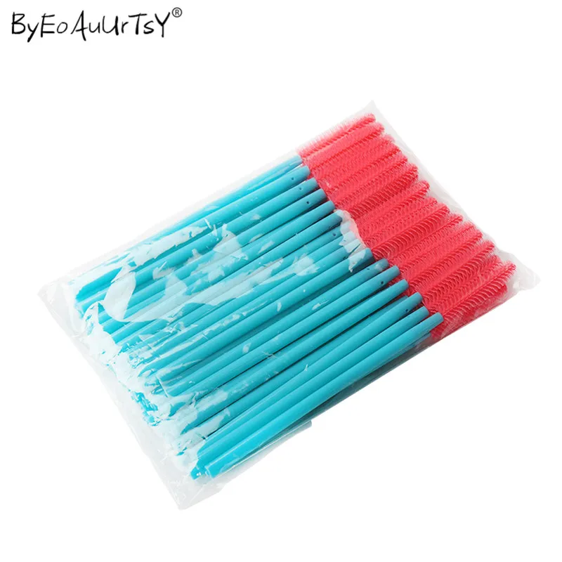 Blue Dark Pink 200 шт Силиконовые кисти для наращивания ресниц для макияжа одноразовая тушь для ресниц палочки для наращивания ресниц - Handle Color: Blue Dark Pink