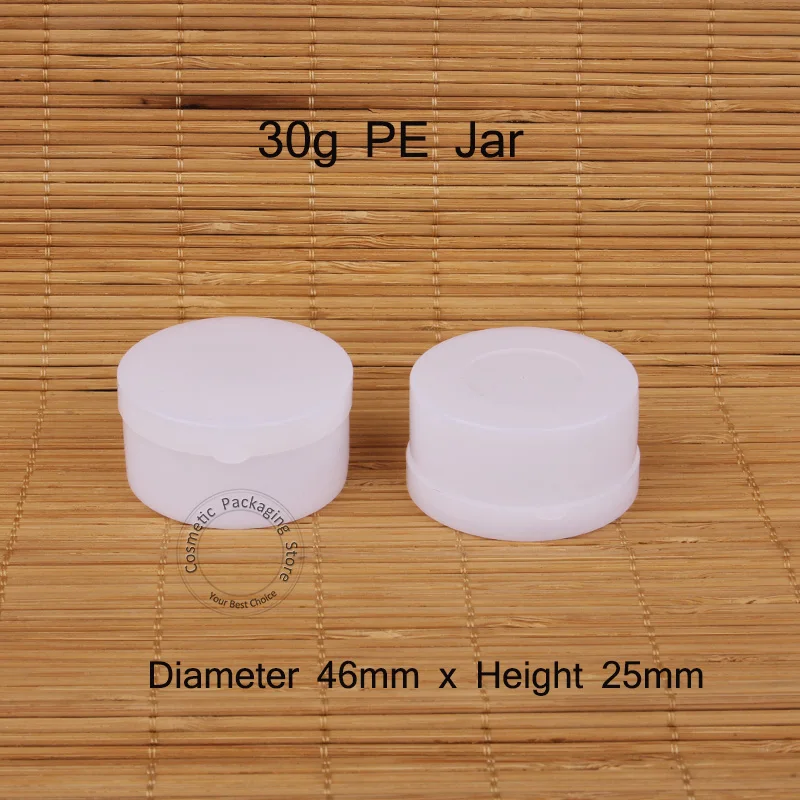 30pcs/Lot Promotion 30g Plastic PE Cream Jar Empty 30ml Women Cosmetic Vial Sample Pot White Cap Small Refillable | Красота и