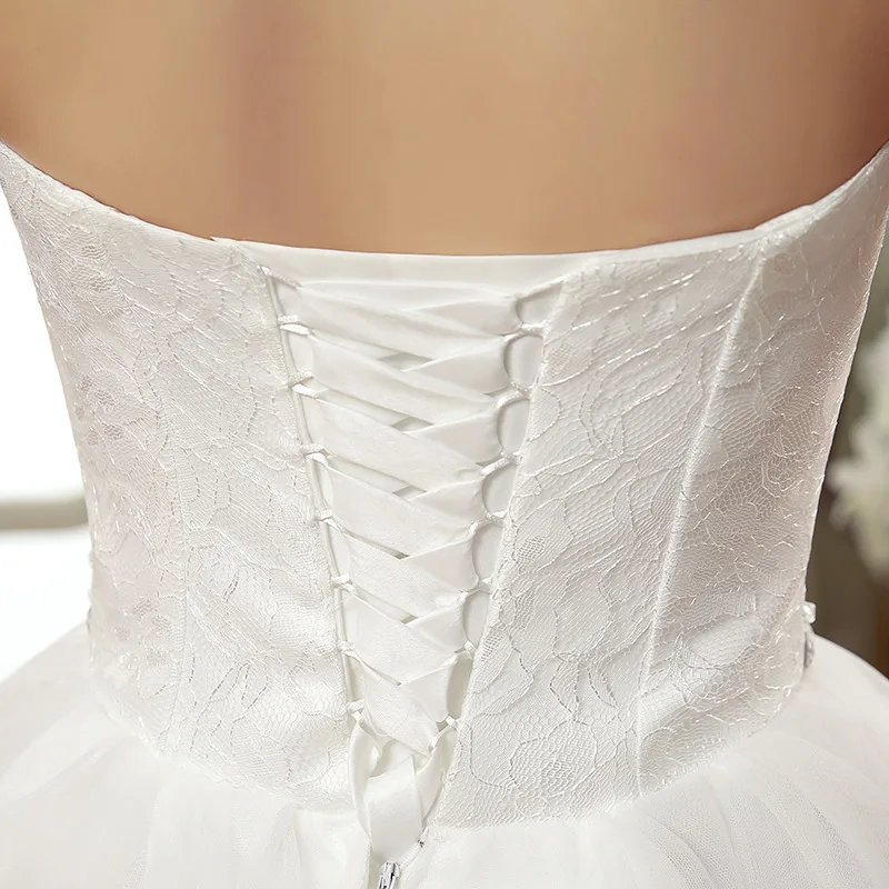 

Bridal Dress Wedding 2019 Gowns for Bride Ball Gown Simple Deco Beaded Lace Tulle Sweetheart Strapless Floor Length White Plus S