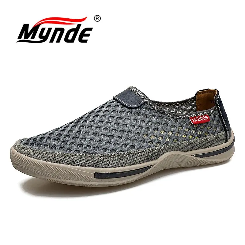 MYNDE 2018 Slip On Air Mesh Mens Shoes New Arrival Spring Summer Men Leather Casual Outdoor Walking Male Rubber Loafers | Обувь