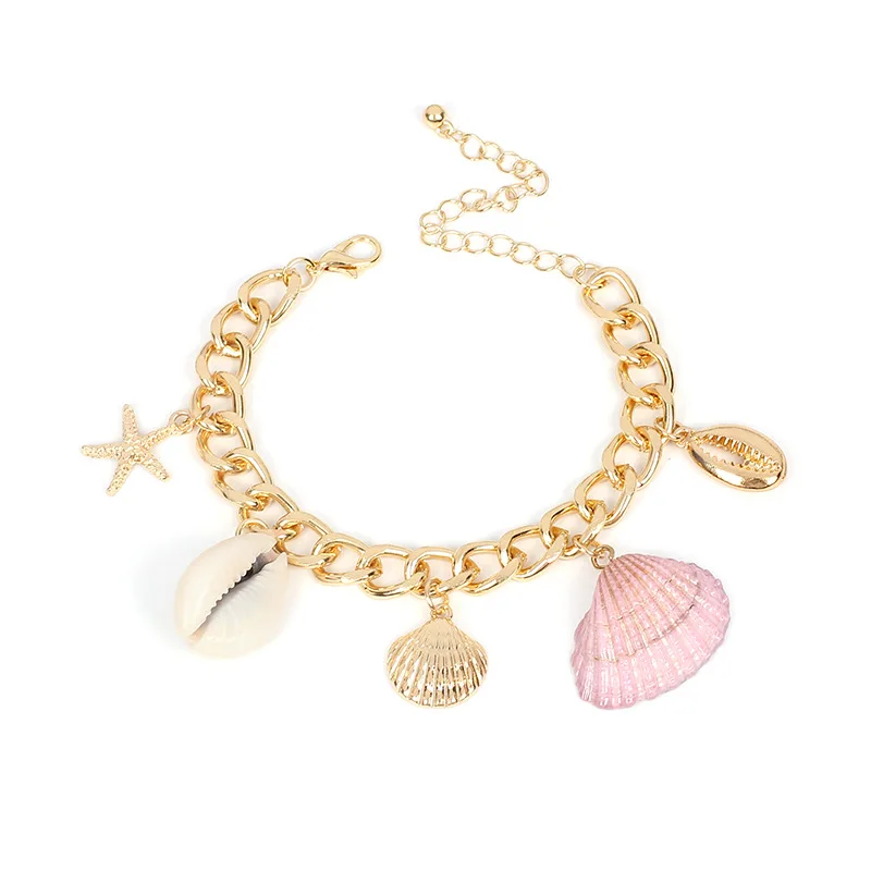 Лидер продаж булавка сплав ракушка морская звезда подвесной браслет для женщин