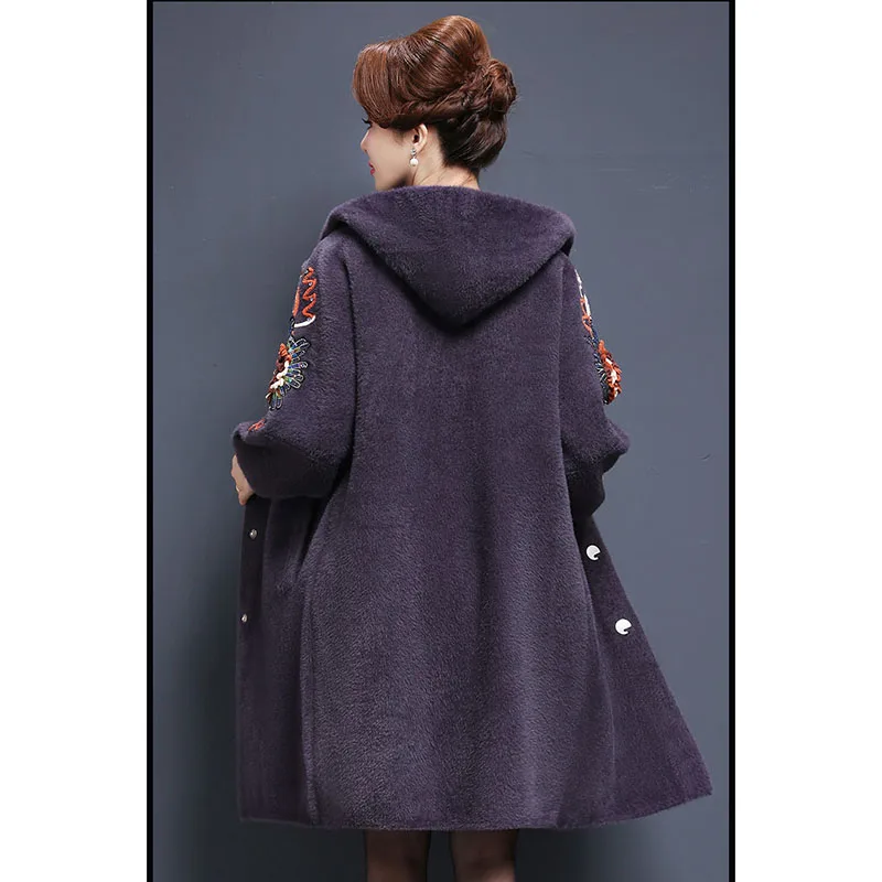 Шерстяное пальто для женщин модная осенне зимняя утепленная куртка с цветочной