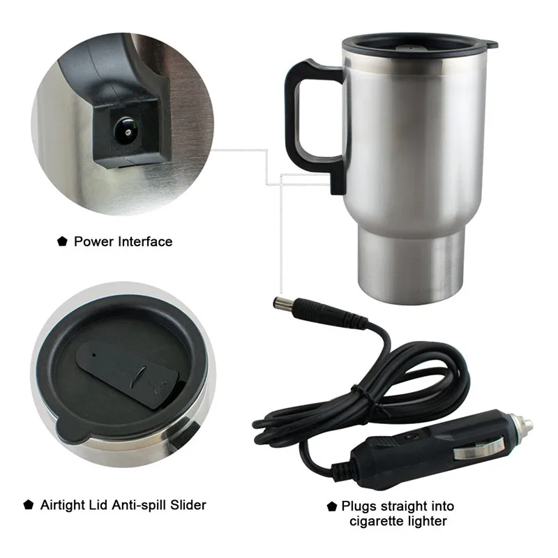 POWERTIGER 12V 450ML Автомобильная нагревательная чашка в автомобиле зарядное устройство