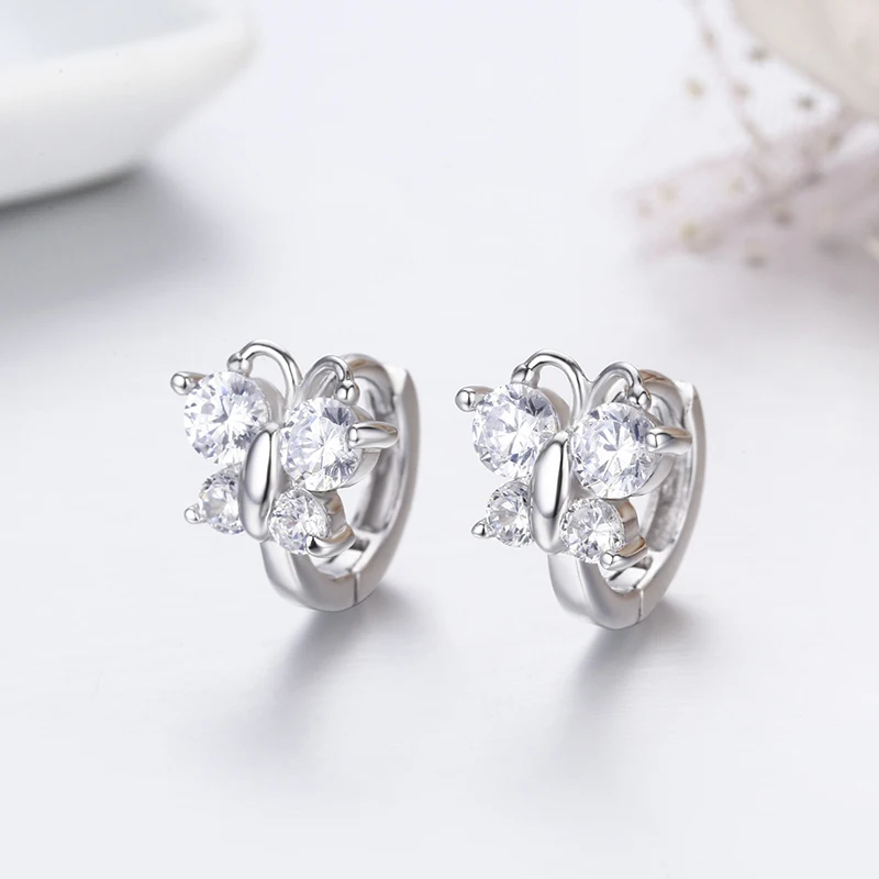 Серьги кольца из серебра 925 пробы с фианитом 3 цвета|hoop earrings|huggie hoop earringsearrings earrings |