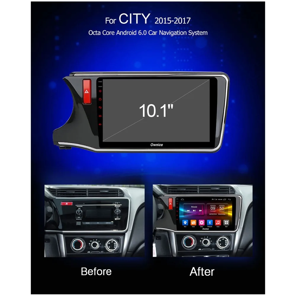 Автомобильный DVD плеер 10 1 &quotIPS Android 8 Octa Core 4G RAM 32G ROM стерео радио для Honda City 2014 2015 2016