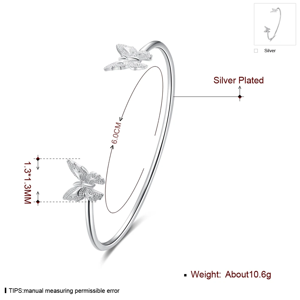 Женский браслет из серебра 925 пробы элегантный минималистичный браслет-бабочка