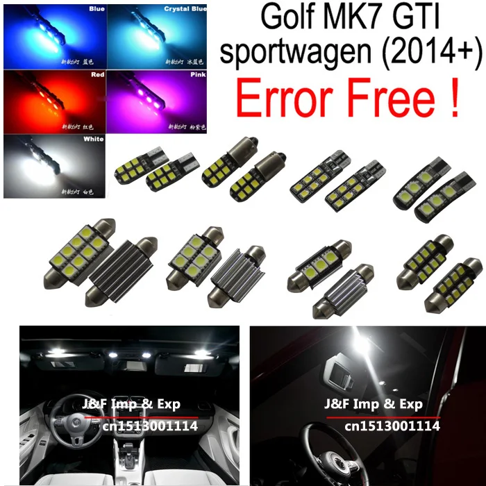 

11 pcs X 100% canbus error free LED bulb Interior dome map Light Kit Package for Golf 7 MK7 (2014-up)