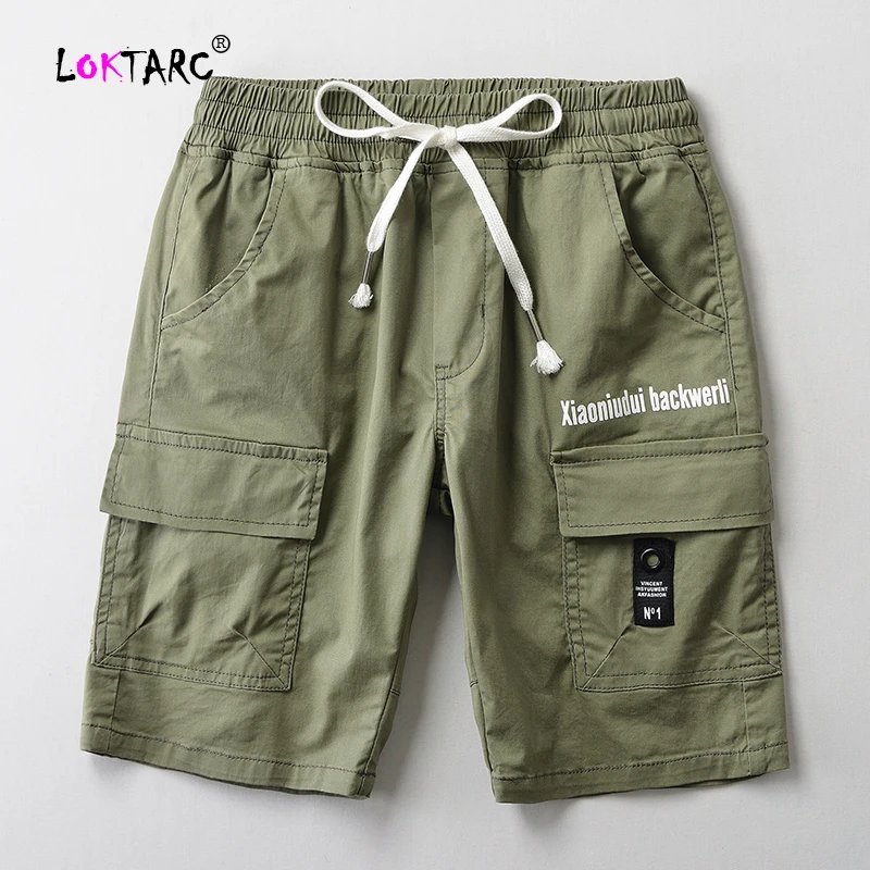 LOKTARC/Короткие повседневные шорты карго для мальчиков с эластичной резинкой на